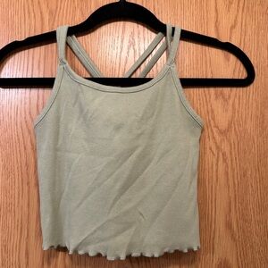 Art Class Olive Ribbed Crop Top